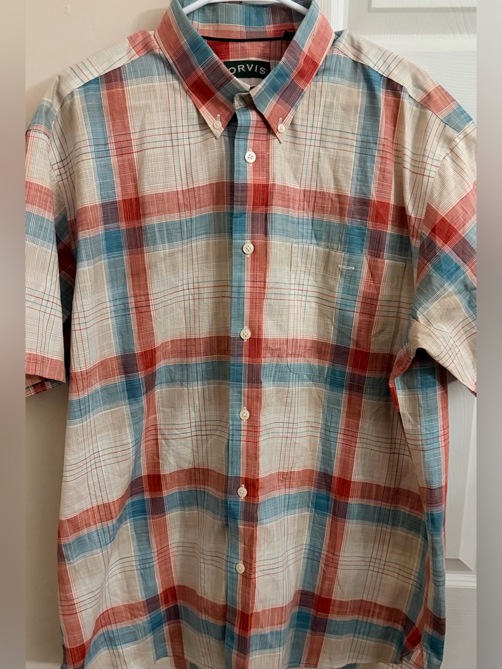 Orvis Multicolor 100% Cotton Men’s XL Short Sleeve Button Down Shirt